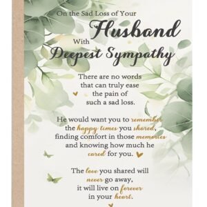 YiKaLus Sympathy Card for the Sad Loss of Husband, Thinking of You Bereavement and Condolence Card, Memorial Gift with Deepest Sympathy