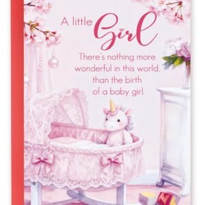 YiKaLus Cute New Baby Girl Card,Welcome New Baby Girl,Pink Congratulations Shower Card