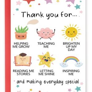 YiKaLus Thank You Card, Blank Inside, 8 x 5.3 Inches, 300gsm Linen Cardstock, Includes Envelope