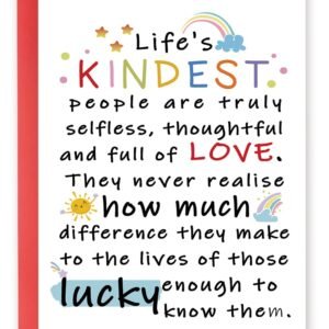 YiKaLus Cute Appreciation Card for Kindest Person, Great Thank You Card with Envelope for Women Men, Sweet Friendship Gift for Friends Classmates, Best Thank You Gift Ideas for Mom Dad