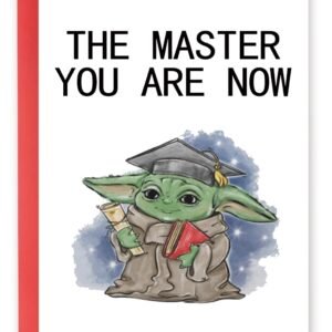 YiKaLus Happy Graduation Card for Master, Funny Congratulations Gift Ideas for Girlfriend Boyfriend, Naughty Baby Yoda Congrats Grad Cards for Fiance Fiancee